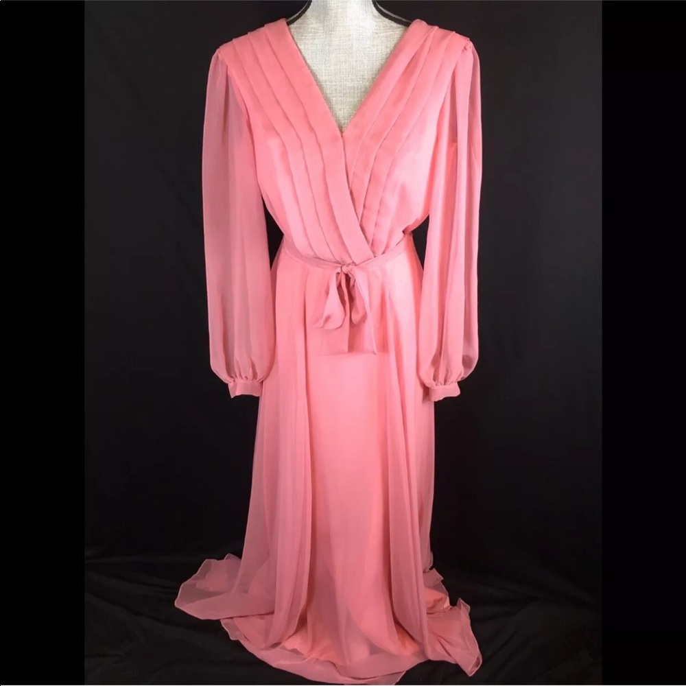 Vintage 60s 70s Floor Length Evening Gown Sheer